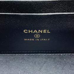 Pre Owned Chanel Chain Shoulder Bag Matelasse Coco Mark Vanity Lambskin Black