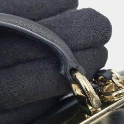 Pre Owned Chanel Chain Shoulder Bag Matelasse Coco Mark Vanity Lambskin Black