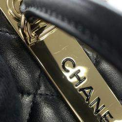 Pre Owned Chanel Chain Shoulder Bag Matelasse Coco Mark Vanity Lambskin Black