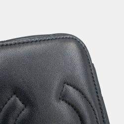 Pre Owned Chanel Chain Shoulder Bag Matelasse Coco Mark Vanity Lambskin Black