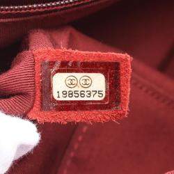 Pre Owned Chanel Boy Chanel Large Chevron Shoulder Bag Caviar Skin Grained Calf Red