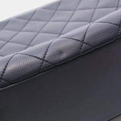Pre Owned Chanel Matelasse Bowling Bag Shoulder In Lambskin Sheepskin Navy Blue