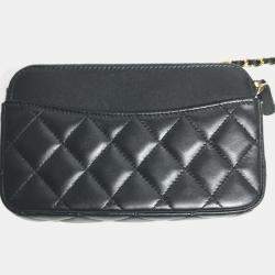 Pre Owned Chanel Coco Mark Phone Case Wallet Cc Matelasse Chain Long Wallet Black Lambskin