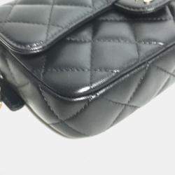 Pre Owned Chanel Coco Mark Phone Case Wallet Cc Matelasse Chain Long Wallet Black Lambskin