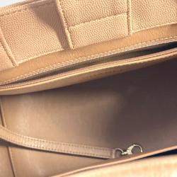 Pre Owned Chanel Cc Coco Mark Matelasse Affinity Small Bag Tote Chain Caviar Skin Beige