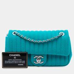 Pre Owned Chanel Mini Vertical Quilted Jersey Single Flap