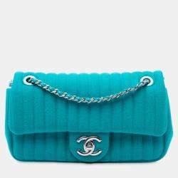 Pre Owned Chanel Mini Vertical Quilted Jersey Single Flap