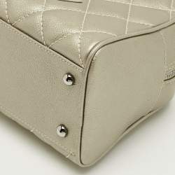 Pre Owned Chanel Metallic Quilted Caviar Leather Small Tassel Bowler Bag