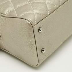 Pre Owned Chanel Metallic Quilted Caviar Leather Small Tassel Bowler Bag