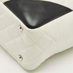 Pre Owned Chanel White/Black Quilted Leather Cambon Ligne Bowler Bag