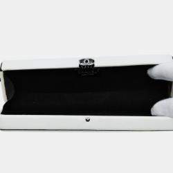 Pre Owned Chanel White CC Lambskin Box Clutch
