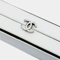 Pre Owned Chanel White CC Lambskin Box Clutch