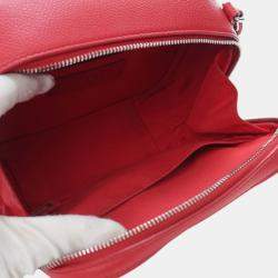 Pre Owned Chanel Red Mini Quilted Caviar CC Box Camera Bag