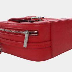 Pre Owned Chanel Red Mini Quilted Caviar CC Box Camera Bag