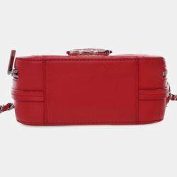 Pre Owned Chanel Red Mini Quilted Caviar CC Box Camera Bag