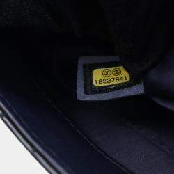 Pre Owned Chanel Navy Blue Jumbo Quilted Patent 3 Compartment Flap