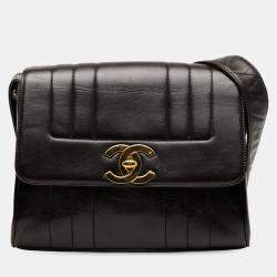 Pre Owned Chanel Black Vertical Quilt Lambskin Flap