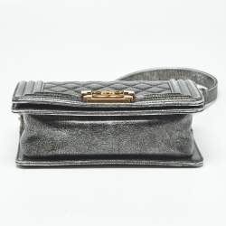 Pre Owned Chanel Metallic Quilted Leather Small Boy Flap Bag