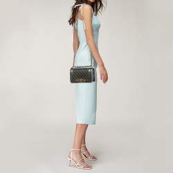 Pre Owned Chanel Metallic Quilted Leather Small Boy Flap Bag