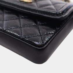 Pre Owned Chanel Black Quilted Shiny Aged Calfskin Waist Belt Bag