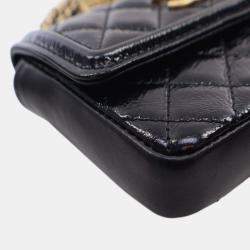 Pre Owned Chanel Black Quilted Shiny Aged Calfskin Waist Belt Bag