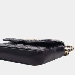 Pre Owned Chanel Black Quilted Shiny Aged Calfskin Waist Belt Bag