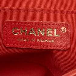 Pre Owned Chanel Red Chevron Leather Small Daily Flap Bag
