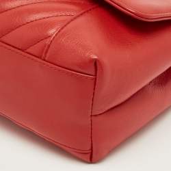 Pre Owned Chanel Red Chevron Leather Small Daily Flap Bag