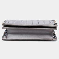 Pre Owned Chanel Grey Small Lambskin Chocolate Bar CC Piercing Studded Chain Flap