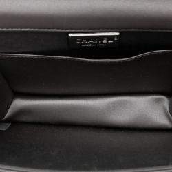 Pre Owned Chanel Grey Small Lambskin Chocolate Bar CC Piercing Studded Chain Flap