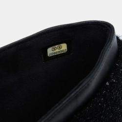 Pre Owned Chanel Black CC Tweed Chain Around Tablet Holder Crossbody