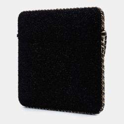 Pre Owned Chanel Black CC Tweed Chain Around Tablet Holder Crossbody