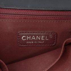 Pre Owned Chanel Black Medium Quilted Velvet Wild Stitch Boy Flap