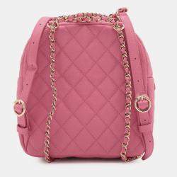 Pre Owned Chanel Pink Small Quilted Caviar CC Day Backpack