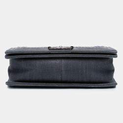 Pre Owned Chanel Blue Medium Embossed Denim Boy Flap