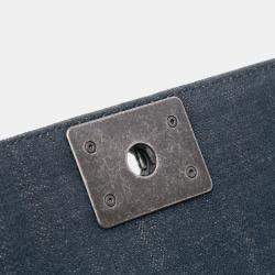 Pre Owned Chanel Blue Medium Embossed Denim Boy Flap