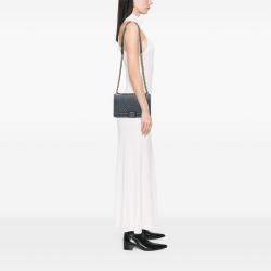 Pre Owned Chanel Blue Medium Embossed Denim Boy Flap