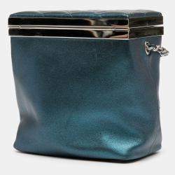 Pre Owned Chanel Blue CC Metallic Calfskin Vanity Bag