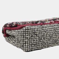 Pre Owned Chanel Red Medium Classic Tweed Double Flap