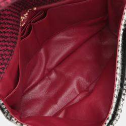Pre Owned Chanel Red Medium Classic Tweed Double Flap