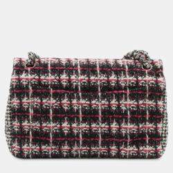 Pre Owned Chanel Red Medium Classic Tweed Double Flap