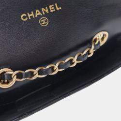 Pre Owned Chanel Black Quilted Shiny Aged Calfskin Waist Belt Bag