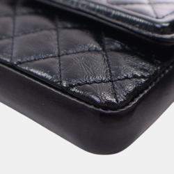 Pre Owned Chanel Black Quilted Shiny Aged Calfskin Waist Belt Bag