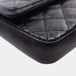 Pre Owned Chanel Black Quilted Shiny Aged Calfskin Waist Belt Bag