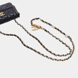 Pre Owned Chanel Black Quilted Shiny Aged Calfskin Waist Belt Bag