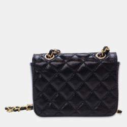 Pre Owned Chanel Black Quilted Shiny Aged Calfskin Waist Belt Bag