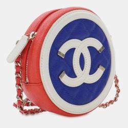 Pre Owned Chanel Tricolor Caviar CC Filigree Round Crossbody