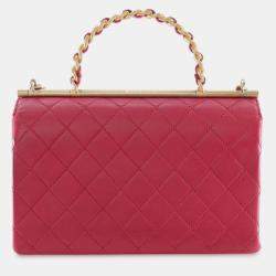 Pre Owned Chanel Pink Medium Quilted Lambskin La Parisienne Flap