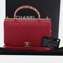 Pre Owned Chanel Pink Medium Quilted Lambskin La Parisienne Flap