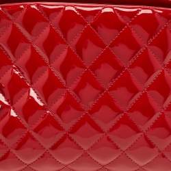 Pre Owned Chanel Red Quilted Patent Leather Medium Just Mademoiselle Bag
